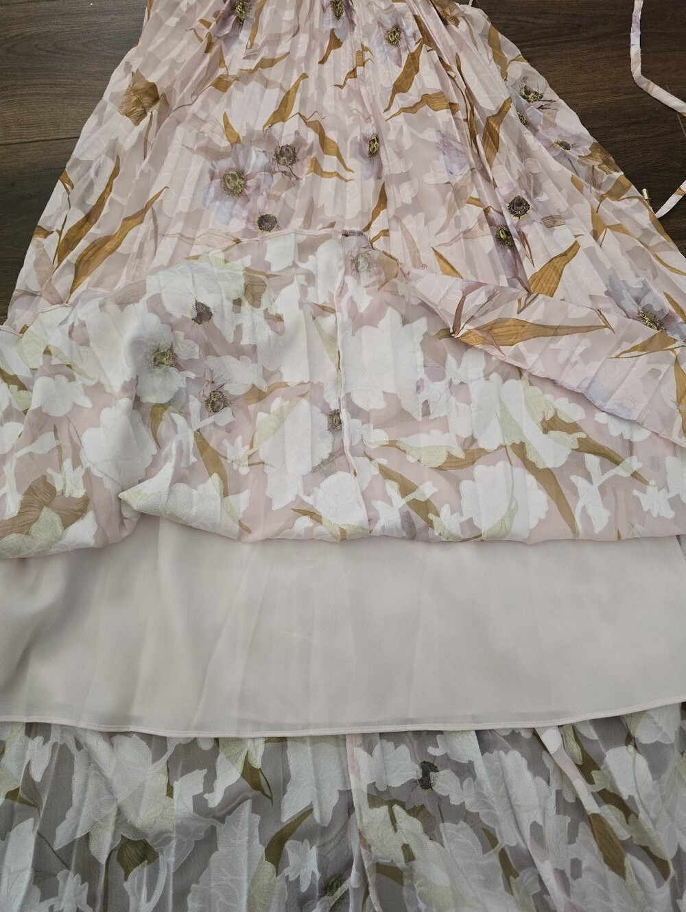 Ted Baker London Dixie Cabana Pleated Halter Maxi Dress Pink Floral Size 3 (S) - Picture 6 of 10